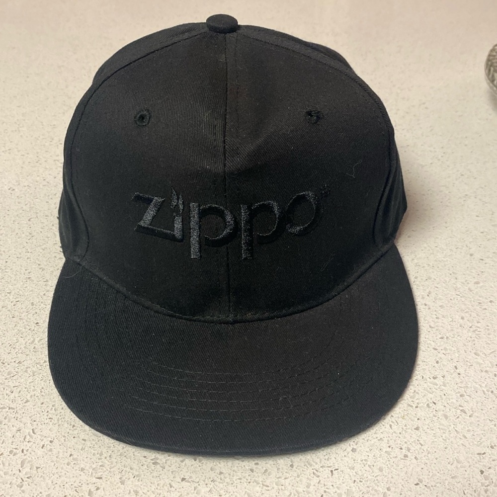 🍍 Zippo Black Embroidered Snapback Hat Cap Spell Out Black On Black🍍